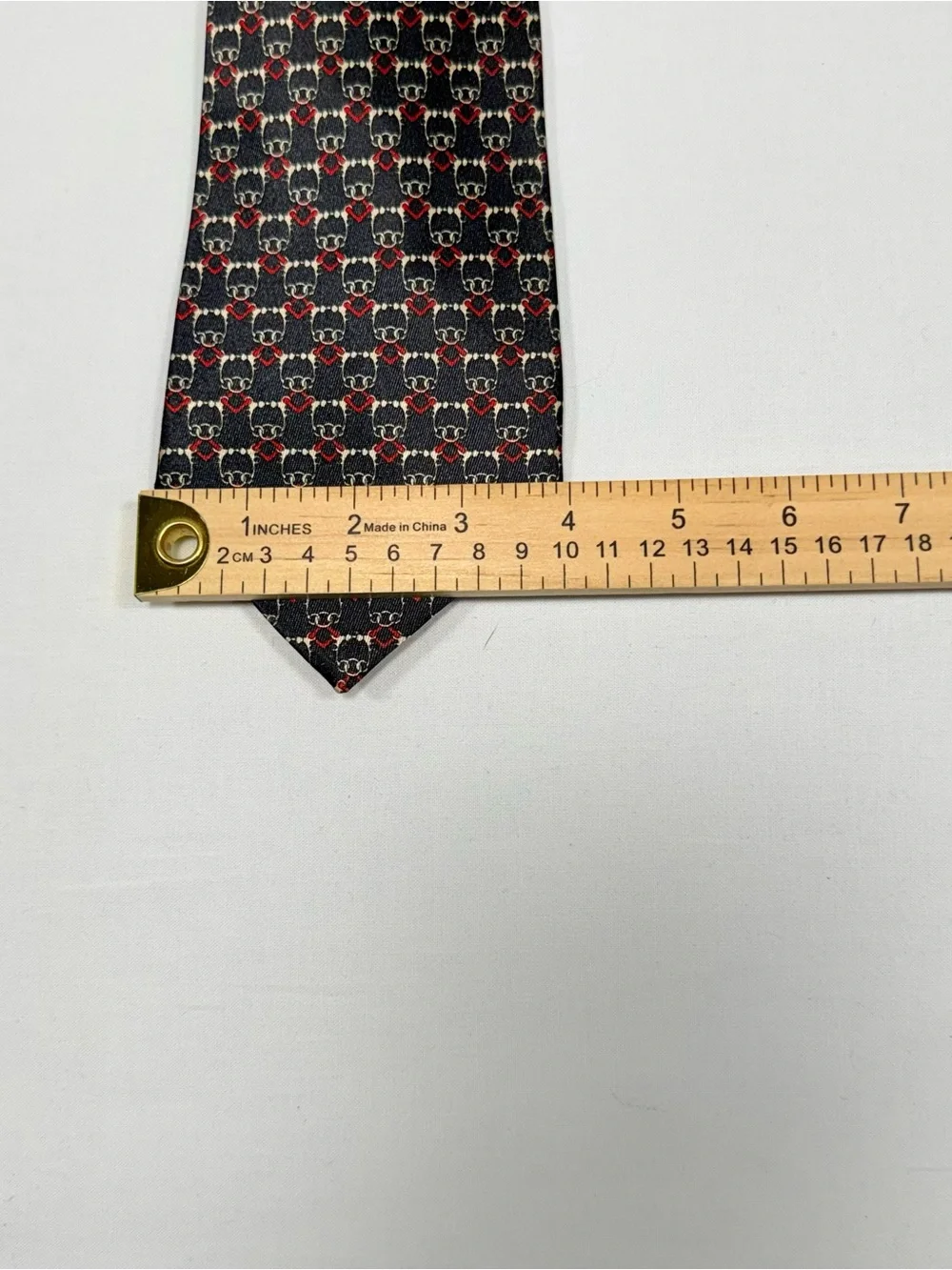 Vintage Studio 890 Navy Silk Chain Ring Print Necktie New York Milano